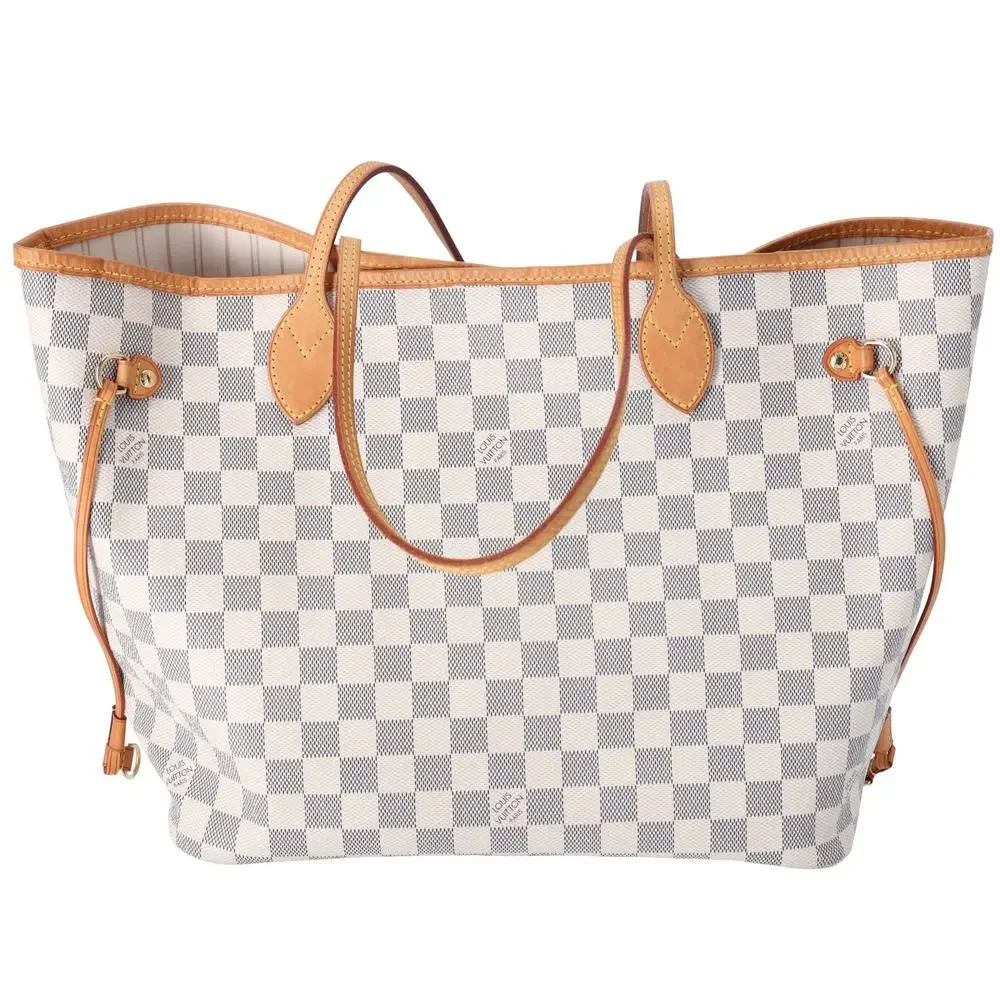 Louis Vuitton Neverfull MM Tote Bag N51107 Damier Azur Beige Multi